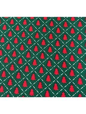 Christmas Tree Pattern Cotton Fabric Green Red 22x21" Quilting Craft Material